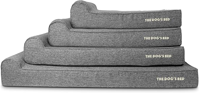 The Dog’s Bed Orthopedic Headrest Dog Bed XL Linen Grey, Memory Foam, Pain Relief for Arthritis, Hip & Elbow Dysplasia, Post Surgery, Lameness, Waterproof Washable Cover