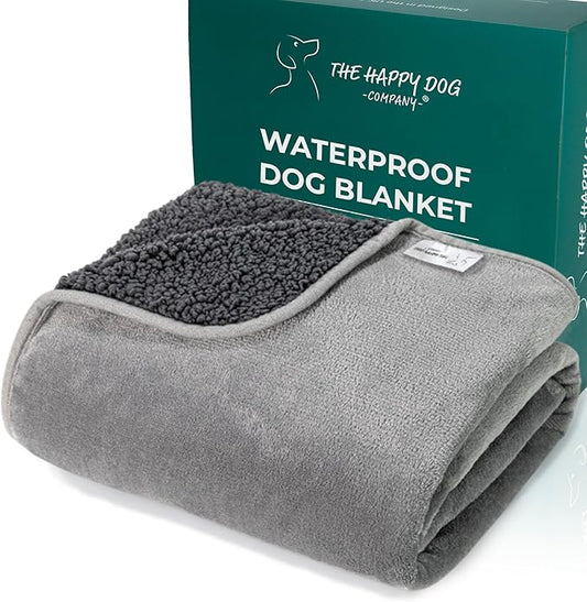 100% Waterproof Dog Blankets for Large Dogs – Soft Fleece, Washable Pet Throw for Couch, Car, Bed & Furniture Protection, Soft Fluffy Reversible Blanket, 40"x47", Gray/Gray