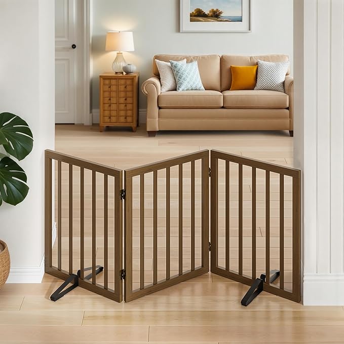 Dog Gate for Stairs,Foldable Dog Gate for Indoor Doorways House,Freestanding Pet Gates for Dogs,Doogie Puppy Fence Gate