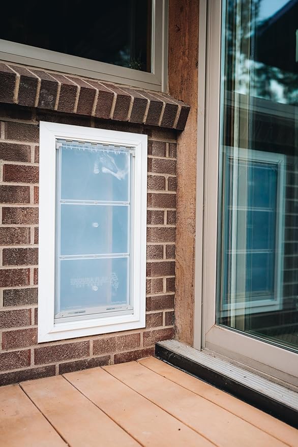 Endura Flap Double Flap Pet Door for Thick Walls | Deep Wall Design up to 13" Thick | Insulating Dual-Layer Flap & Durable Aluminum Frame | Includes Locking Cover | White, XXL, Double Flap