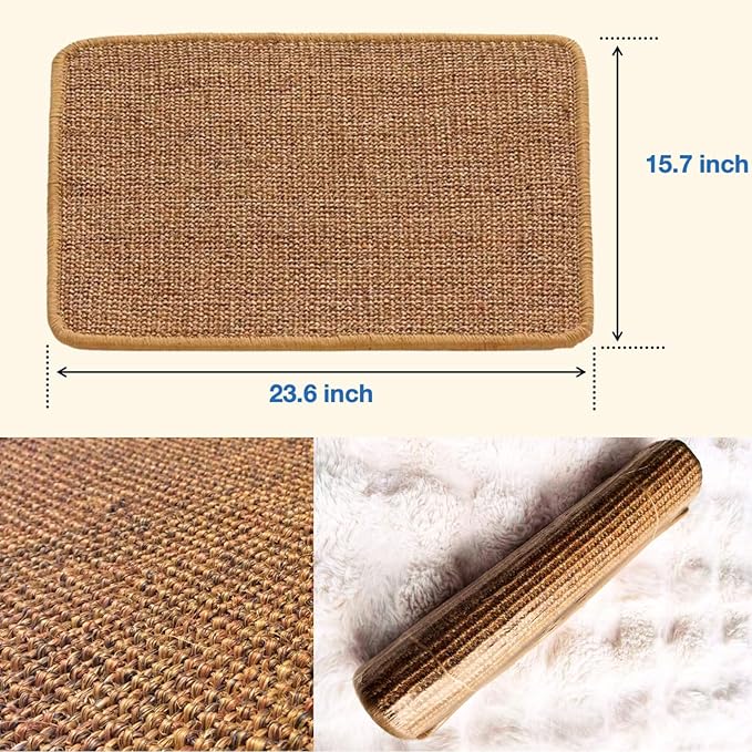 Cat Scratcher Mat, 23.6 X 15.7 Inch,sisal cat scratchers for Indoor Cats,cat Scratch pad,cat Scratching Board,cat Scratching Post,sisal Rug Carpet,cat Scratch Furniture Protector,Brown
