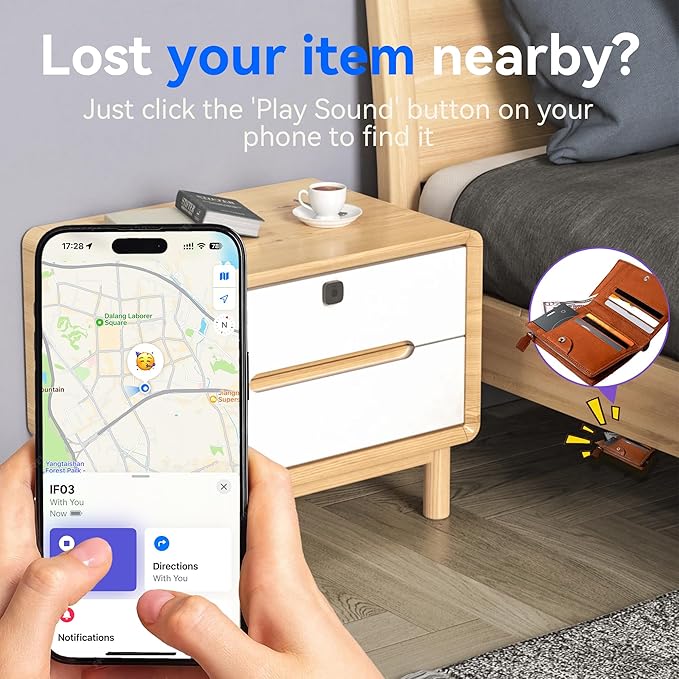 Thin Wallet Tracker, [Apple MFi Certified] Wallet Tracker Card 0.07in Slim Rechargeable Smart Tracking Card Bluetooth Wallets Finder IP68 Waterproof for Purse, Keys, Bags, Passport (iOS Only)