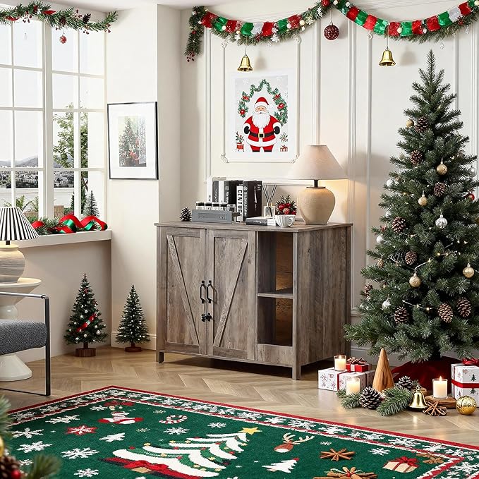 Large Cat Litter Enclosure With Litter Collector, Enclosure for self-Cleaning Litter Boxes,Adjustable Shelf for Dog Proof and Storage,charging station,Locks Added for cat,Cat House,Grey