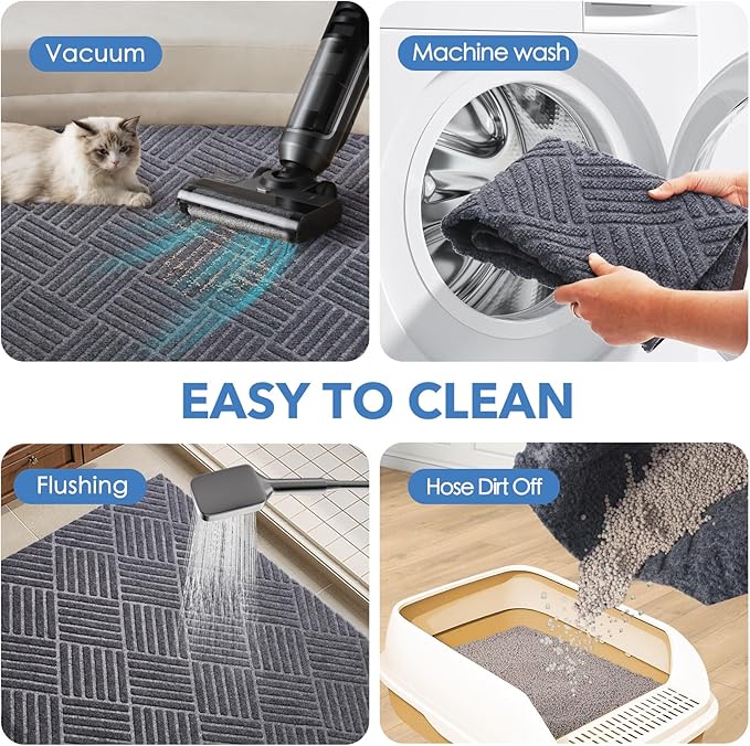 2 Pack Cat Litter Mat,Large Litter Trapping Mat,| Washable Litter Box Mat, Leak-Resistant, Non-Slip Backing,Quick Dry,Cut ToFit,Size 35''x24'
