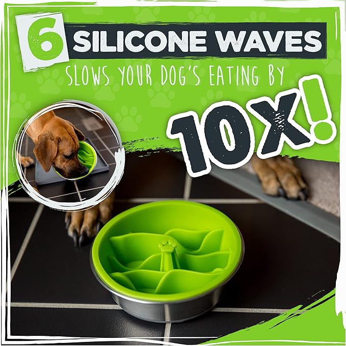 Mighty Paw Slow Feeder Dog Bowls | Interactive Dog Bow Insert - Silicone Puzzle Feeder Insert - Medium for All Sized Breeds (7" x 2")