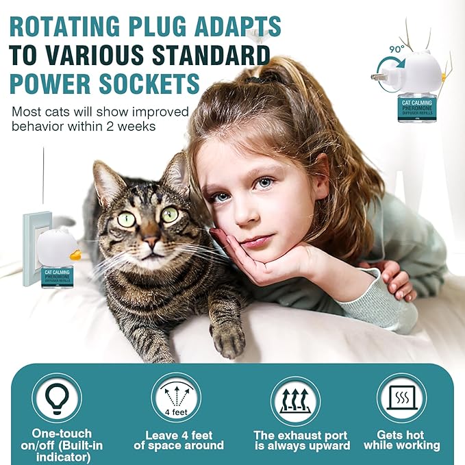 Cat Calming Diffuser 8 in 1 Multicat Pheromone Diffuser Pheromones to Calm Stress and Anxiety Relief Products Plug in Refill Anti Aggression for Cats Spraying No More Stop Cat from Urinating, Blue