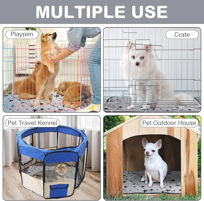 Namalu 4 Pack Self Warming Cat Bed Self Heating Cat Mat Star Pattern Soft Dog Crate Pad Thermal Pet Mat Anti Slip Kennel Dog Washable Warming Bed for Outdoor Indoor(18 x 18 Inch,Gray)