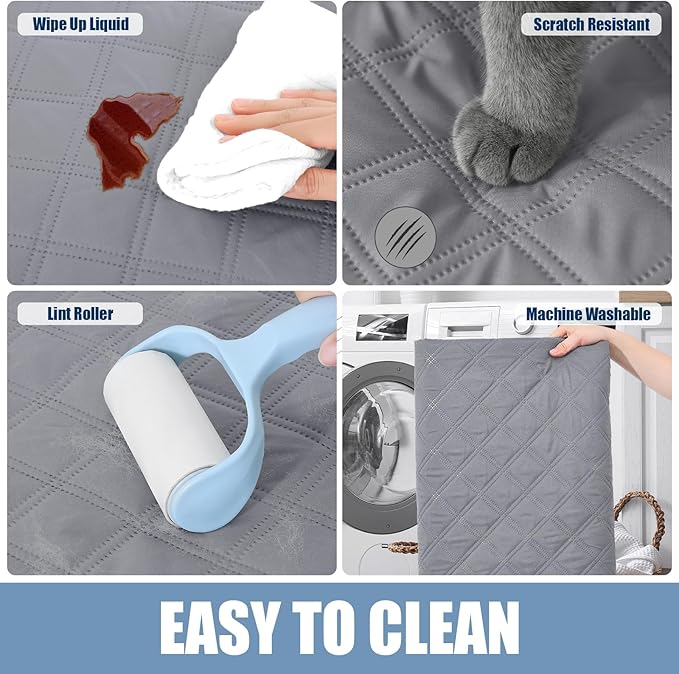 Smiry Waterproof Dog Bed Cover Pet Blanket, Soft Washable Dog Blanket for Furniture Bed Couch Sofa Reversible, Checkered (30"x80", Grey/Dark Grey)