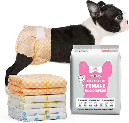 Dono Disposable Dog Diapers Female with Wetness Indicator, Disposable Doggie Diapers for Female Dogs in Heat, Super Absorbent Puppy and Kitten Doggie Diapers Female for Small Medium Large Dogs