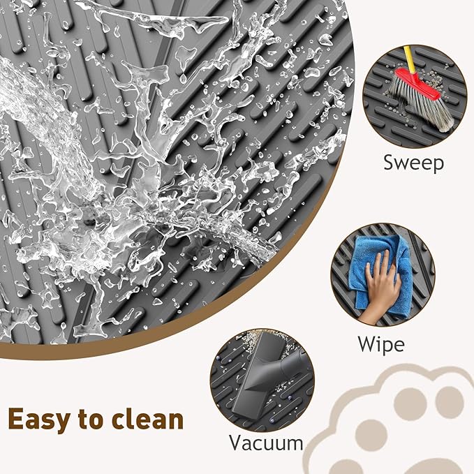 Cat Litter Mat with Grooves & Raised Edge, Urineproof/Waterproof, Foldable, Litter Scattering Control, Easy to Clean & Recycle (24 * 17in-Black-1 Pack)