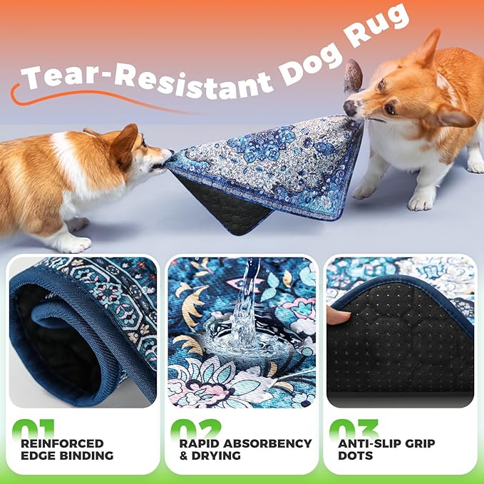 Hompet 2 Pack Super Absorbent Dog Door Mat for Muddy Paws, Washable Pee Pads for Dogs, Reusable Puppy Training Pads, Quick Dry Non-Slip Pet Entryway Rug, Leak-Proof Potty Pad for Indoor Floors 19x30