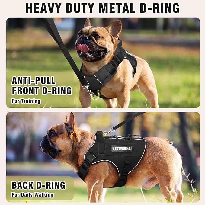 Tactical Dog Harness Medium Sized Dog,No Pull Military Dog Vest with Handle,Reflective Heavy Duty Pet Harness for Walking Hiking Training Black M