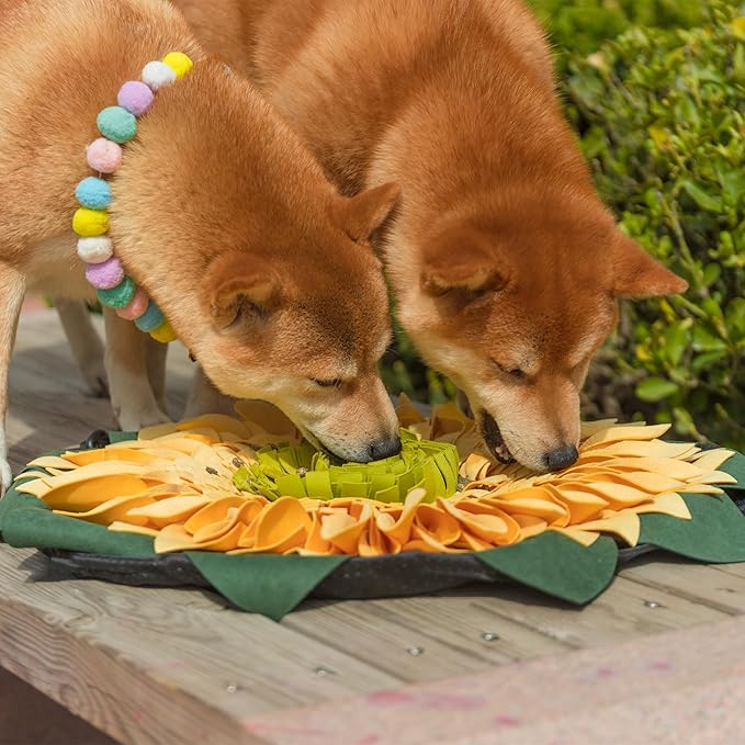 Snuffle Mat for Dogs Sunflower Interactive Puzzle Slow Feeder Dog Treat Mat for Boredom Training Stress Relief and Encourages Natural Foraging Skills Enrichment Toys to Keep Them Busy Yellow 20Inch