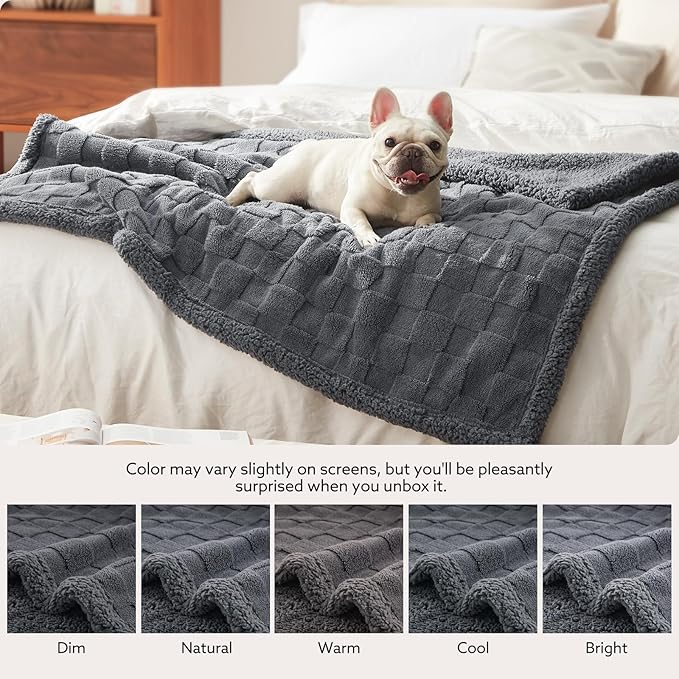 GASUR Waterproof Dog Blankets for Large Medium Dogs, Dog Blanket for Couch Bed, Fleece Pet Blanket for Furniture Sofa Protector, Soft Pet Throw Blankets for Crate Car Outdoor, Washable, 40"x50",Grey