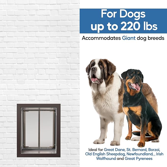 Plexidor Bronze Wall Mount Pet Doors for Cats and Dogs - Energy Efficient - Security Friendly