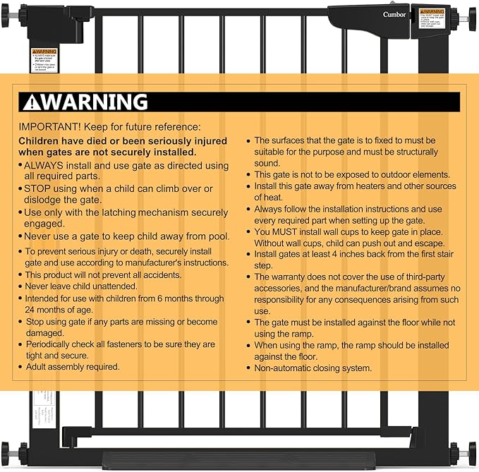 Cumbor 2 Pack 29.7-54.2" Baby Gate for Stairs, Mom's Choice Awards Winner-Auto Close Dog Gate for doorways, Easy Install Pressure Mounted Pet Gate Indoor, Walk Thru Wide Safety Gate for Dog, Black