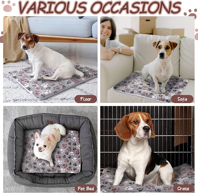 VitalCozy 2 Pack Self Warming Cat Mat Self Heating Pad Bed Reversible Machine Washable Reflects Body Heat Warm Thermal Pet Pad Crate Blanket for Feral and Indoor Cat(Black,22'' X 18'',Dog Paw)