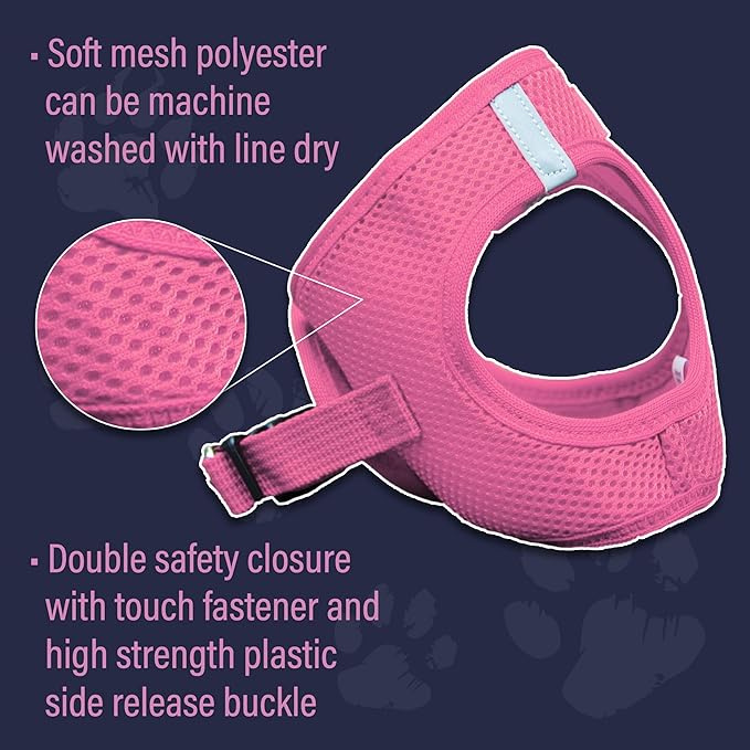Doggie Design Dog Harness - No Choke Dog Harness, Dog Vest, Mesh Polyester, Pet Harness, Simple Step in and Go Design, Harness for Dog - Candy Pink, S