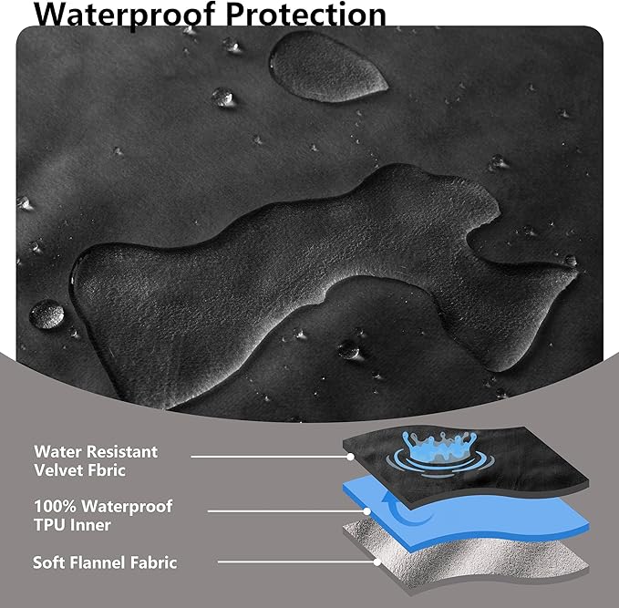 Waterproof Blanket for Couch, Leak Proof Dog Bed Blankets Reversible, Pet Throw Sofa Furniture Protector Machine Washable-52 x82,Black+Lightgrey