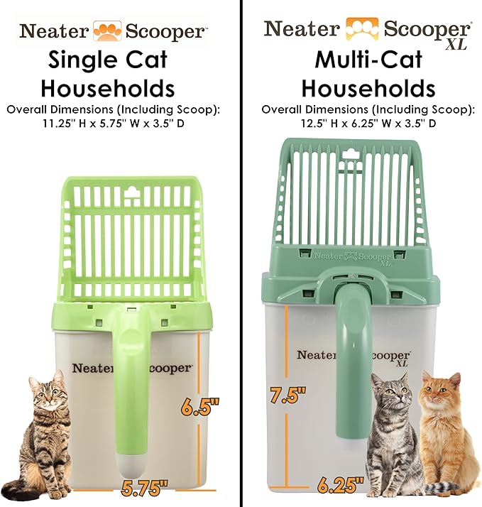 Neater Pet Brands Neater Scooper XL Cat Litter Scoop, 60 Refill Bags – Extra-Large Capacity Mess-Free Cat Litter Scooper with Bag for Large & Multiple Cats, Spill-Proof Litter Box Scooper with Holder