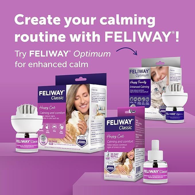 FELIWAY® Classic 30 Day Cat Calming Refill for Pheromone Diffuser, 48ml - Helps Reduce Common Signs of Stress in Cats & Kittens, Enhanced Calming