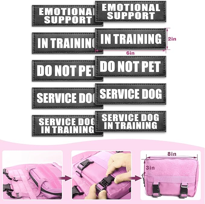 WINSEE Tactical Dog Harness with Dog Leash, Service Working MOLLE Vest with 10 Pet Patches for Dog, No Pull Military Harness and Backpack for Training Hunting Walking