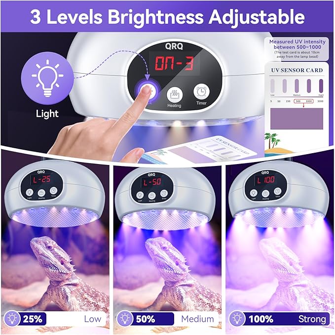 QRQ Chicken Coop Heater, 200W-350W-500W Reptile Heat Lamp Upgraded with UVA UVB Light 3-6-9-12H Timer, Chicken House Dog House Greenhouse Heater Outdoor,for Dog Cats Reptile Bird (White)