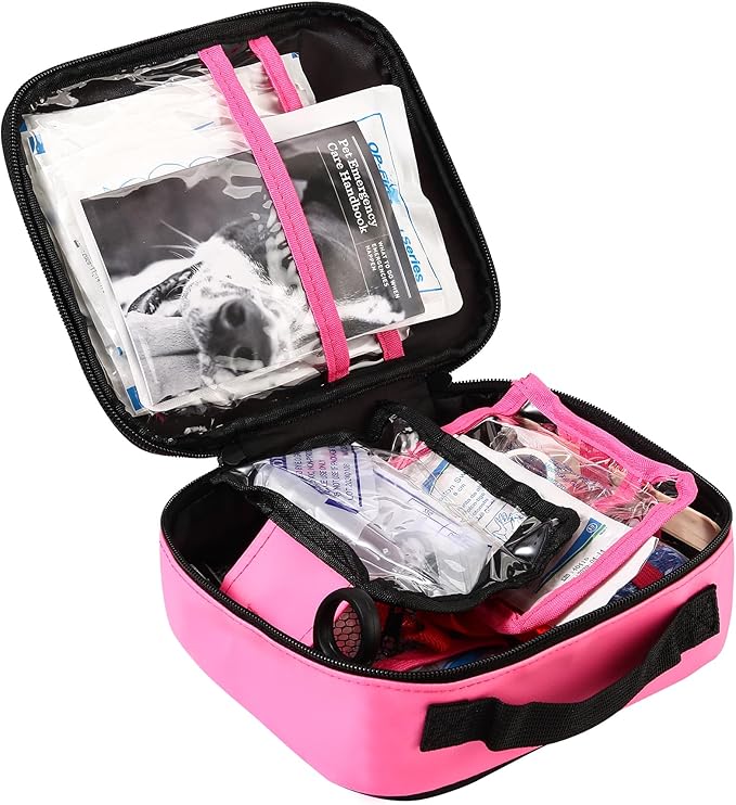Pet First Aid Kit - Vet-Approved Survival Essentials for Dogs & Cats | Immediate Care Emergency Supplies with Trauma Pad, Tweezers & Bandages | Compact Travel Kit for Home, Camping, Car