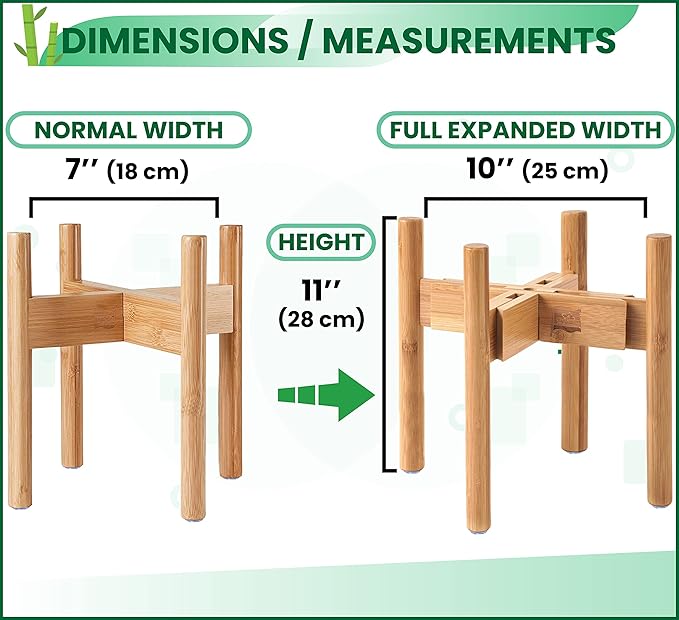 Dog Bowl Stand for Large Dogs (See Size Guide) - Use to Elevate, Raise Dog Food and Water, Deter Ants/Bugs - Expandable Sideways, Fits Various Sizes of Slow Feeders, Dishes/Fountains - Bamboo