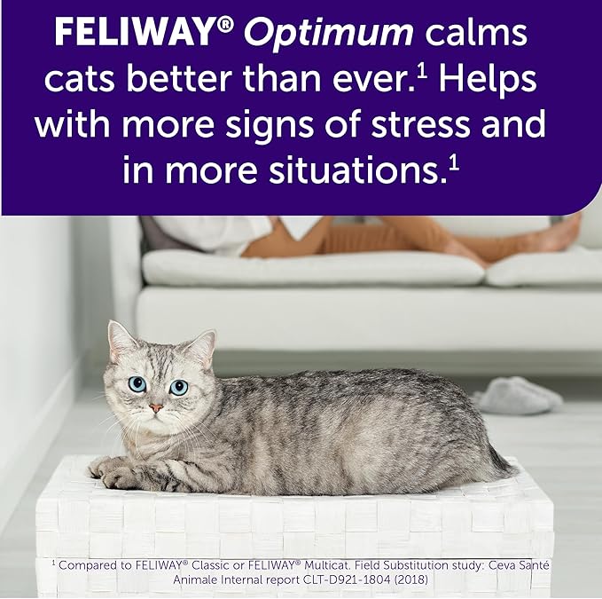 FELIWAY Aroma Diffuser, Optimum Cat, Enhanced Calming Pheromone, 48 mL | 30 Day | Starter Kit | Translucent | Pack of 2