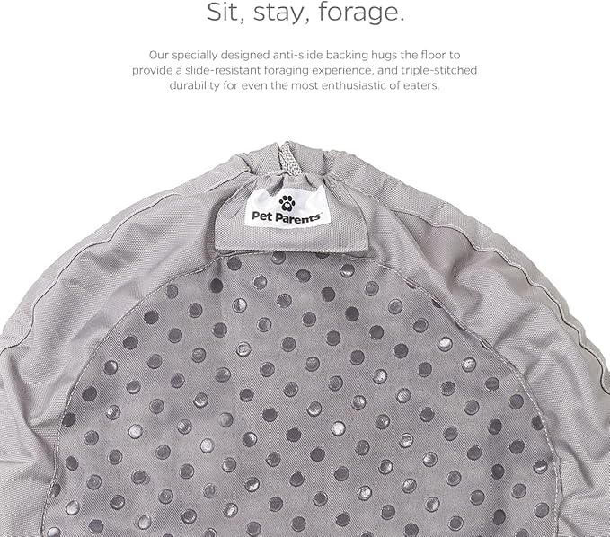 Pet Parents Forager Bowls, Slow Feeder Dog & Cat Bowls with SoftSnout™ & Non-Slip Backing, Portable Pet Puzzle Toys & Snuffle Mats, 30 oz, Modern Grey (Meadow Ponds)