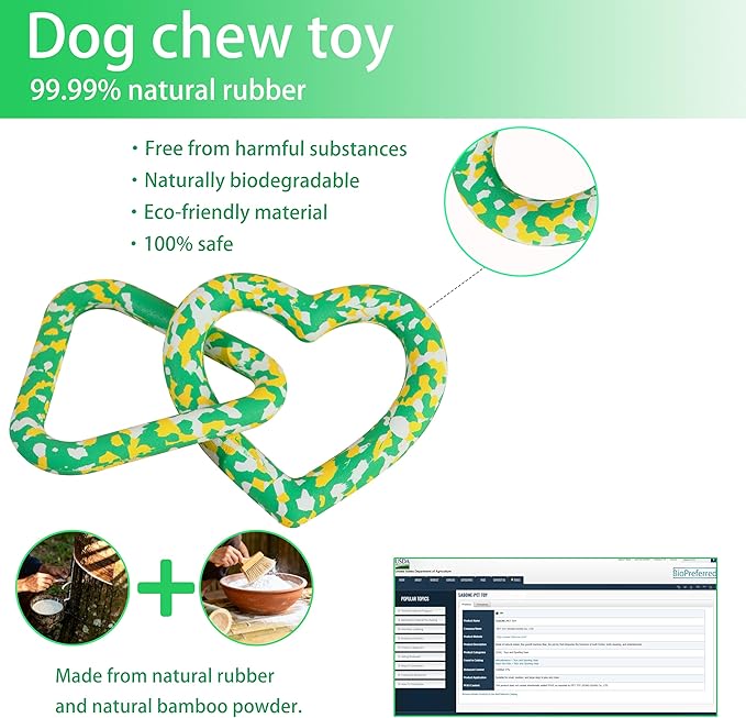 Triangle & Heart Dog Chew Toy 99.99% Natural Rubber，Eco-Friendly Biodegradable, Gentle Gum Care, Especially Friendly to Puppies in The Teething Period
