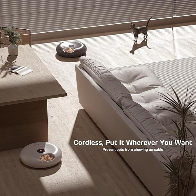 iPettie Donut Frost WiFi 6 Meal Automatic Cat Dispenser with App Control, Dry & Wet Food Automatic Cat Feeder, Smart Dog Feeder with Two Ice Packs, Programmable Timer, Holds 6 x ½ lb. of Food