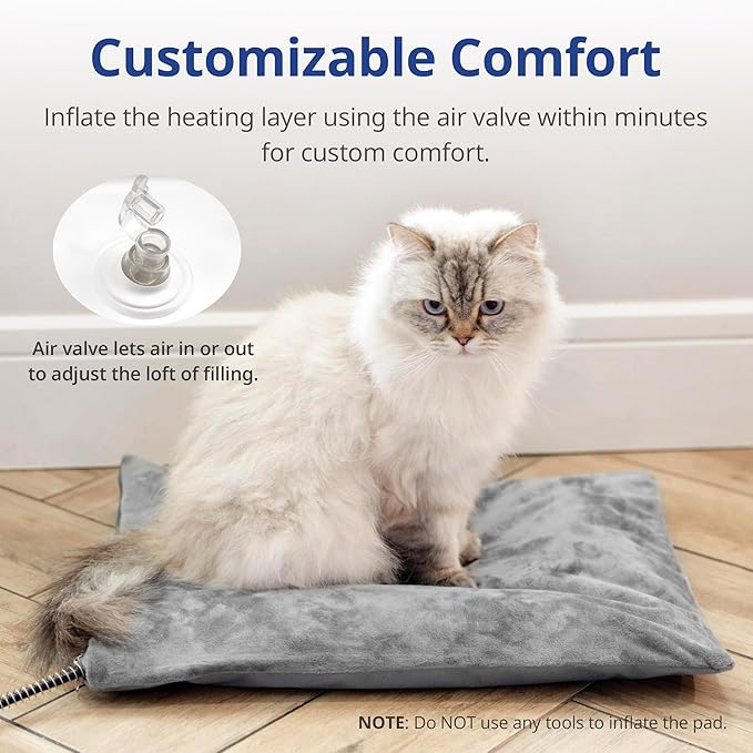 Outdoor Heated Cat Bed, Soft Pet Heating Pad with Steel-Wrapped Cord, Outside Pet Warmer for Feral Cats and Dogs, 27.5" x 15.7", 50 Watts