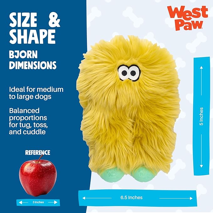 WEST PAW Rowdies Astrid Durable Plush Dog Toy with Reinforced Seams and Chew Resistant Design for Tough Play Safe Indoor or Outdoor Fun for Dogs Who Deserve The Best - Citrus