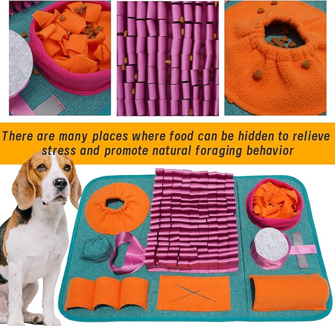 Snuffle mat for Dogs, Interactive Feeding Game, stimulates Natural Foraging Instincts in Cats and Dogs, Travel-Friendly, Dog Treat Dispenser, Suitable for Indoor and Outdoor use.