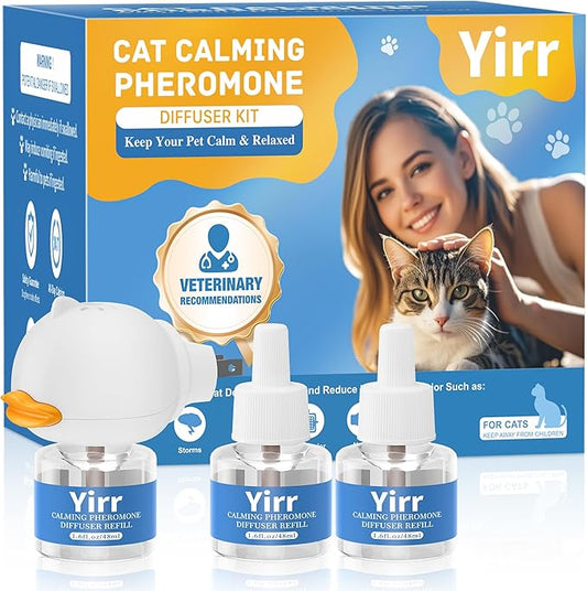 Cat Calming Diffuser, 4 in 1 Kitten Pheromones Calming Diffuser, Multicat Calming Diffuser, Relaxing Pheromone for Cat Relief Stress Anxiety Fighting Scratching, 1 Diffuser 3 Refill(48ml)