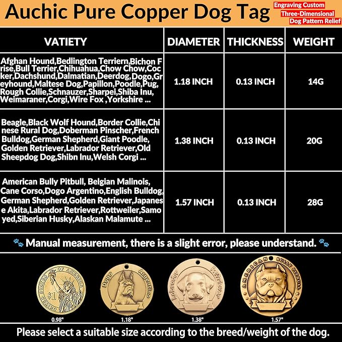 Vintage Pure Copper Pet ID Tags,Personalized Dog Tags,Three-Dimensional Relief Pet Pattern,Lettering on The Front and Back,Custom Pet Tags (B15-Japanese Akita)
