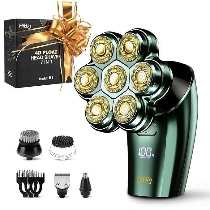 Head Shavers for Bald Men - 7D Arc Electric Razor with Magnetic Detachable Head, Waterproof Wet Dry 5-in-1 Electric Shaving & Grooming Kit, LED Display Rechargeable Head & Body Hair Shaver