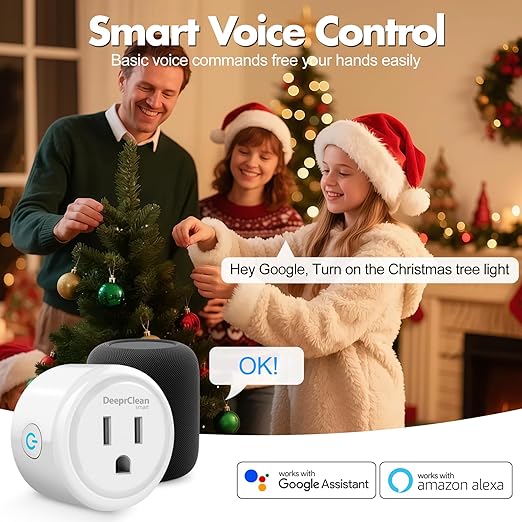 Mini Smart Plugs That Work with Alexa, Wifi Socket Compatible with Google Assistant, App Controlled Outlet with Timer & Schedule, 2.4GHz Wi-Fi Only Wireless Plugs Outlet for Smart Home Life