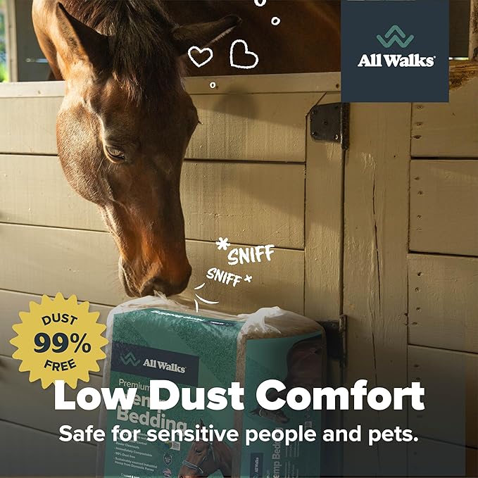 All Walks 150 Liter(30 lbs) Hemp Bedding for Chicken Coops, Hampters, Ducks, and Turkeys - 100% Natural, Superior Odor Control, Biodegradable Pet Bedding, Dust-Free - Made in USA