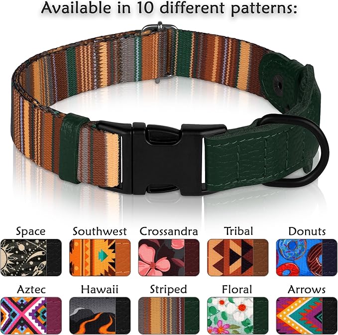 AirTag Dog Collar with Metal Buckle - Printed Nylon Soft Leather Dog Collar with Apple AirTag Holder - Secure Tracking GPS Pet Collars for Girl Boy Small Large Dogs (XS, 9"-12" Neck Fit, Striped)