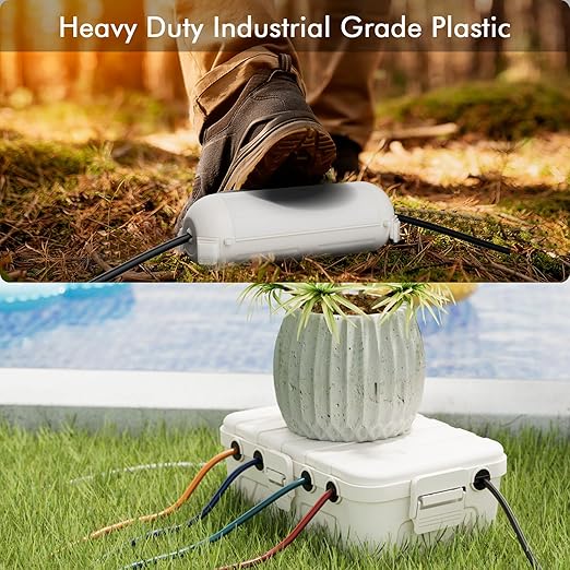 RESTMO 5-Piece Outdoor Waterproof Electrical Box Set – 12.5" x 8.5" x 5" Large & 7.1" x 2.3" x 2.3" Small, Weatherproof Boxes for Power Strip, Outlet, Plug, Socket, Timer, Holiday Light, White