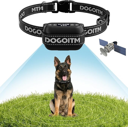 Wireless Dog Fence, GPS Wireless Dog Collar with 3 Correction Modes, Pet Containment System with AI Smart Signal, Electric Dog Fence Collar for Outdoor Use Only.