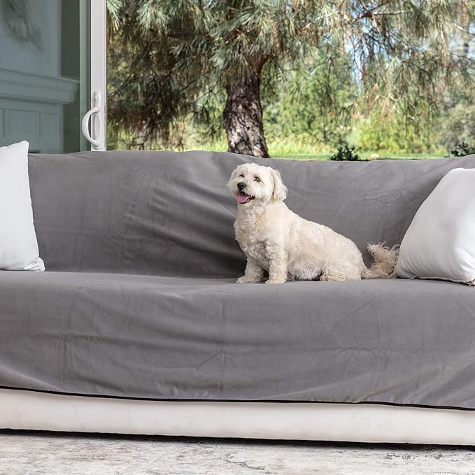 Waterproof Blanket for Bed or Couch – Soft and Leakproof Waterproof Throw Blanket, Water Proof & Stain Resistant Easy to Clean Throw Blanket Cover for Adults or Pets, Reversible Grey 80”x90”