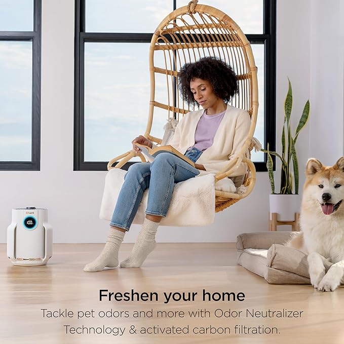 Shark Air Purifier for Home, NeverChange Compact Pro, for Bedroom, Nursery, Home Office, Dorm, HEPA-Exceeding Filter, Captures Pollutants, Pet Dander, Dust, Odor, Smoke, and More, HP072PL, Lilac