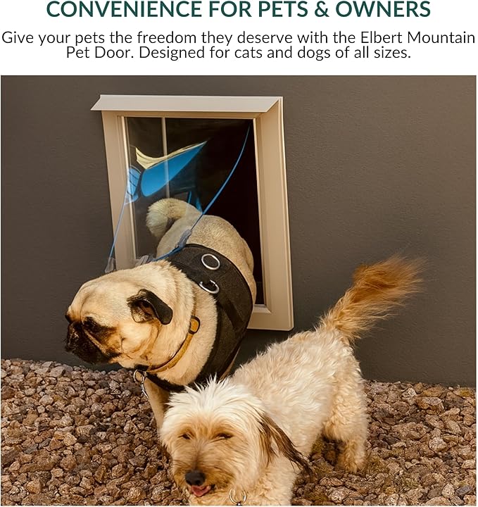 Elbert Mountain Pet Door - Wall Model | Cat & Dog Door | Adjustable Tunnel Fits Up to 10" Walls | Energy-Efficient Single Vinyl Flaps | Locking Security Cover | Durable Aluminum Frame