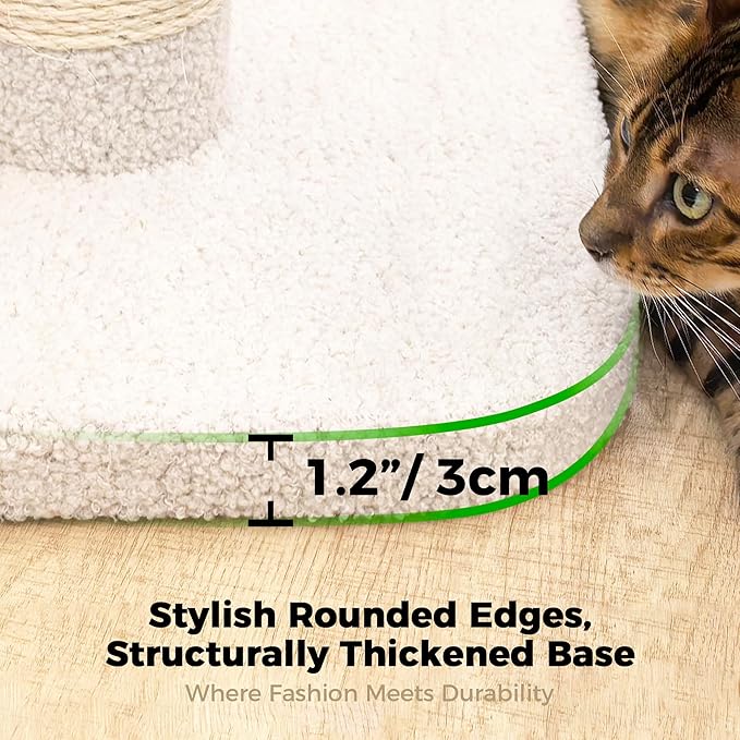 TINYBEAST 34.7" Tall Cat Scratching Post, 3 in 1 Sisal Cat Scratcher, Heavy Duty 4.3" Diameter Cat Tree with Hanging Bell Ball Toy and Reinforced Stable Base for Indoor Adult Cats & Kittens