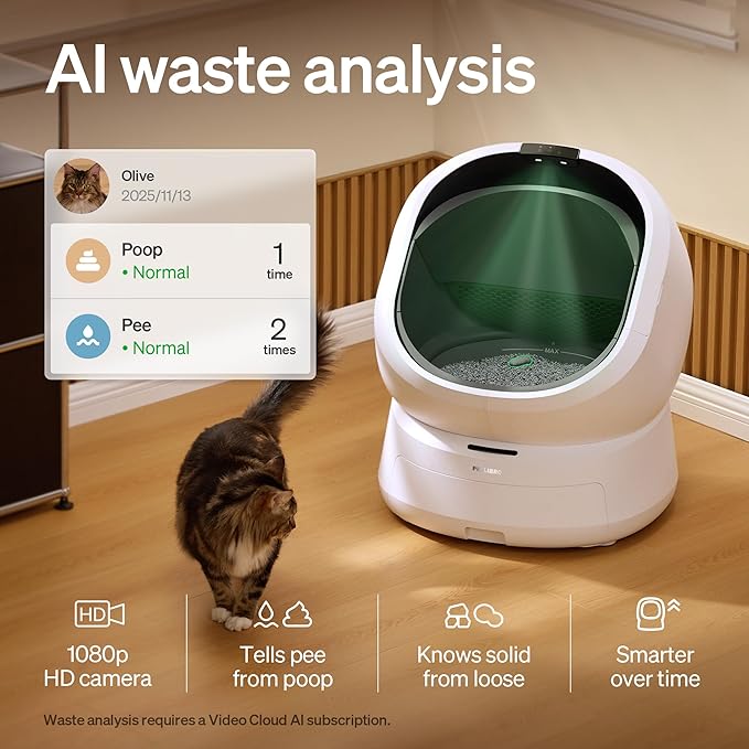 PETLIBRO Luma Automatic Cat Litter Box AI Waste Analysis, Open-Top Self Cleaning Litter Box, in-App Usage Tracking Multi-Cat Recognition, Triple Safety Protection Odor Control+Accessory Kit