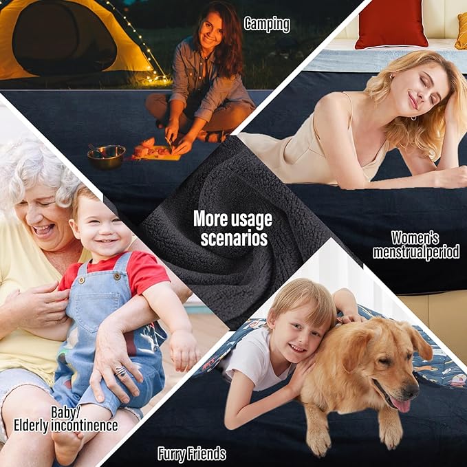 Waterproof Blanket for Bed Couch Sofa, Reversible & Reusable Cat, Dog Blanket Waterproof Washable, Small Water Resistant Blankets, Leakproof (40"x60", Black/Light Grew)